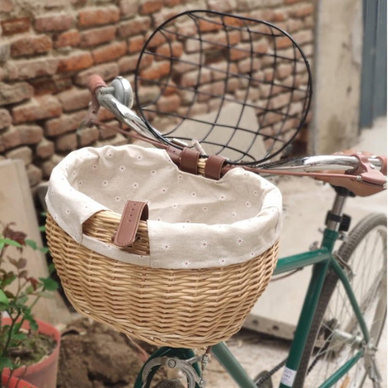 Pearl Rattan-Fahrradkorb mit Deckel Hunde