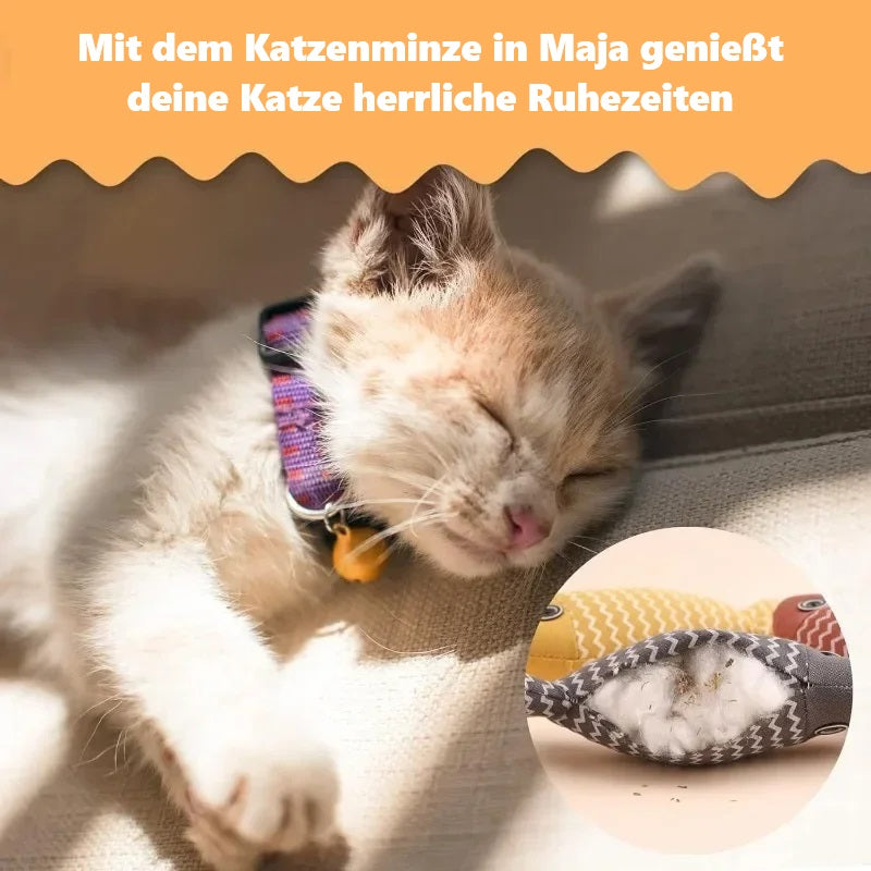 Maja | Fischförmiges Spielzeug und Ruhepolster für Katzen