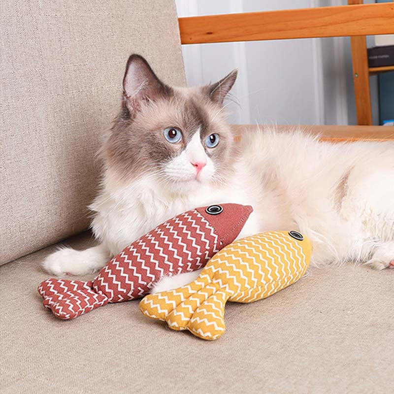 Maja | Fischförmiges Spielzeug und Ruhepolster für Katzen