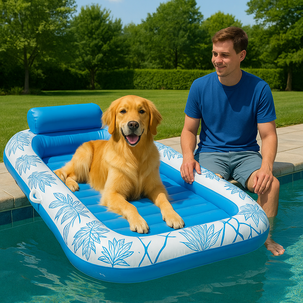 Aufblasbares Hundeluftbett für Pool und Strand | FloatBark