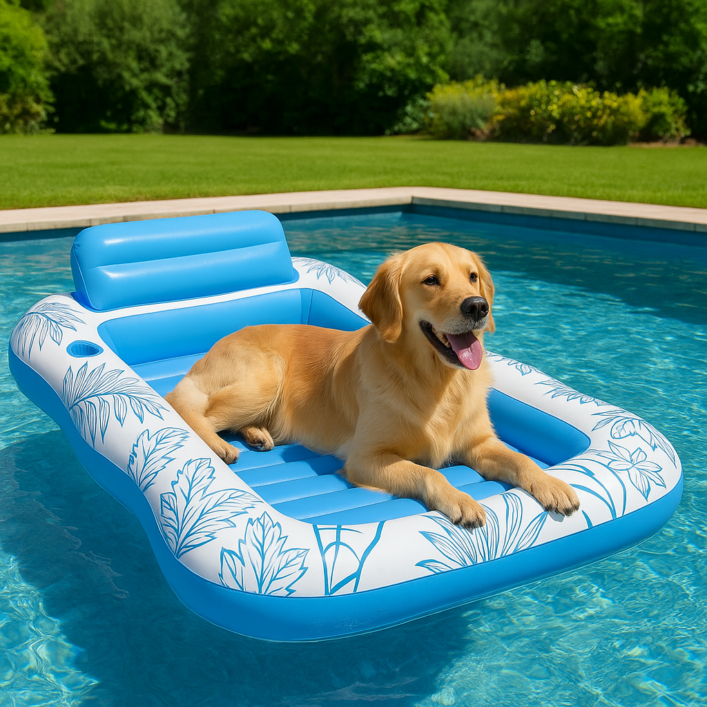 Aufblasbares Hundeluftbett für Pool und Strand | FloatBark