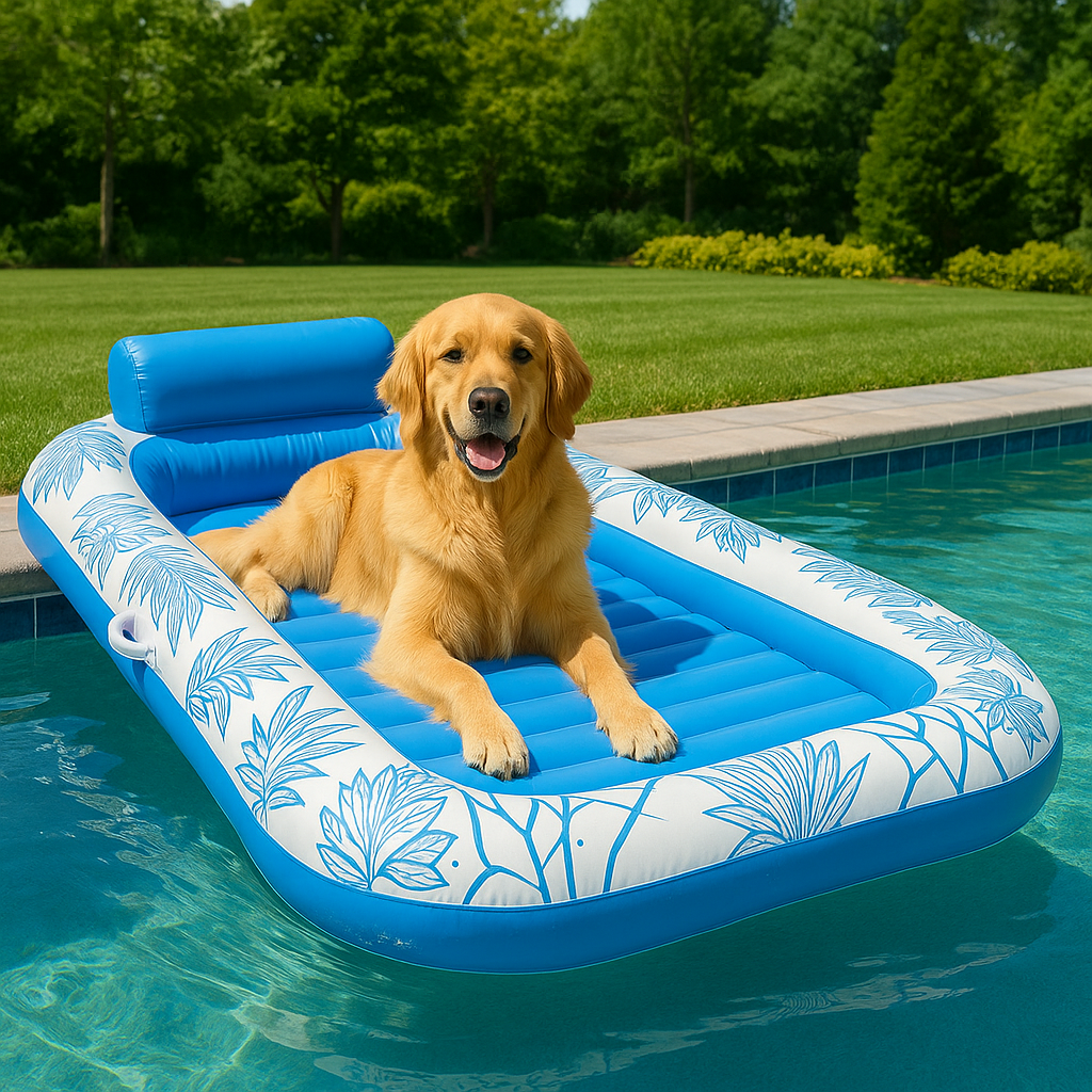 Aufblasbares Hundeluftbett für Pool und Strand | FloatBark