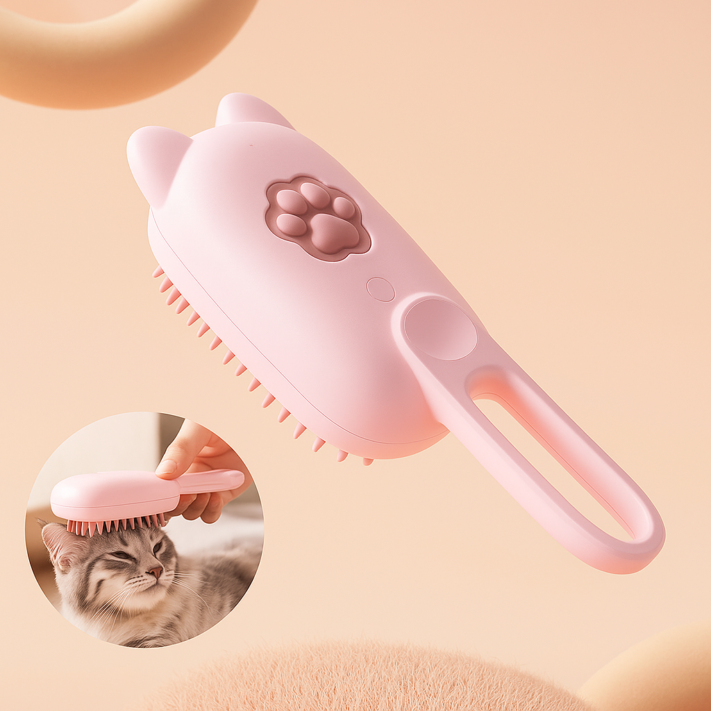 Ruru | Elektrische Stylingbürste mit Katzenohren-Design für sanfte Fellpflege