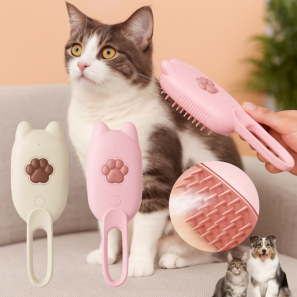 Ruru | Elektrische Stylingbürste mit Katzenohren-Design für sanfte Fellpflege