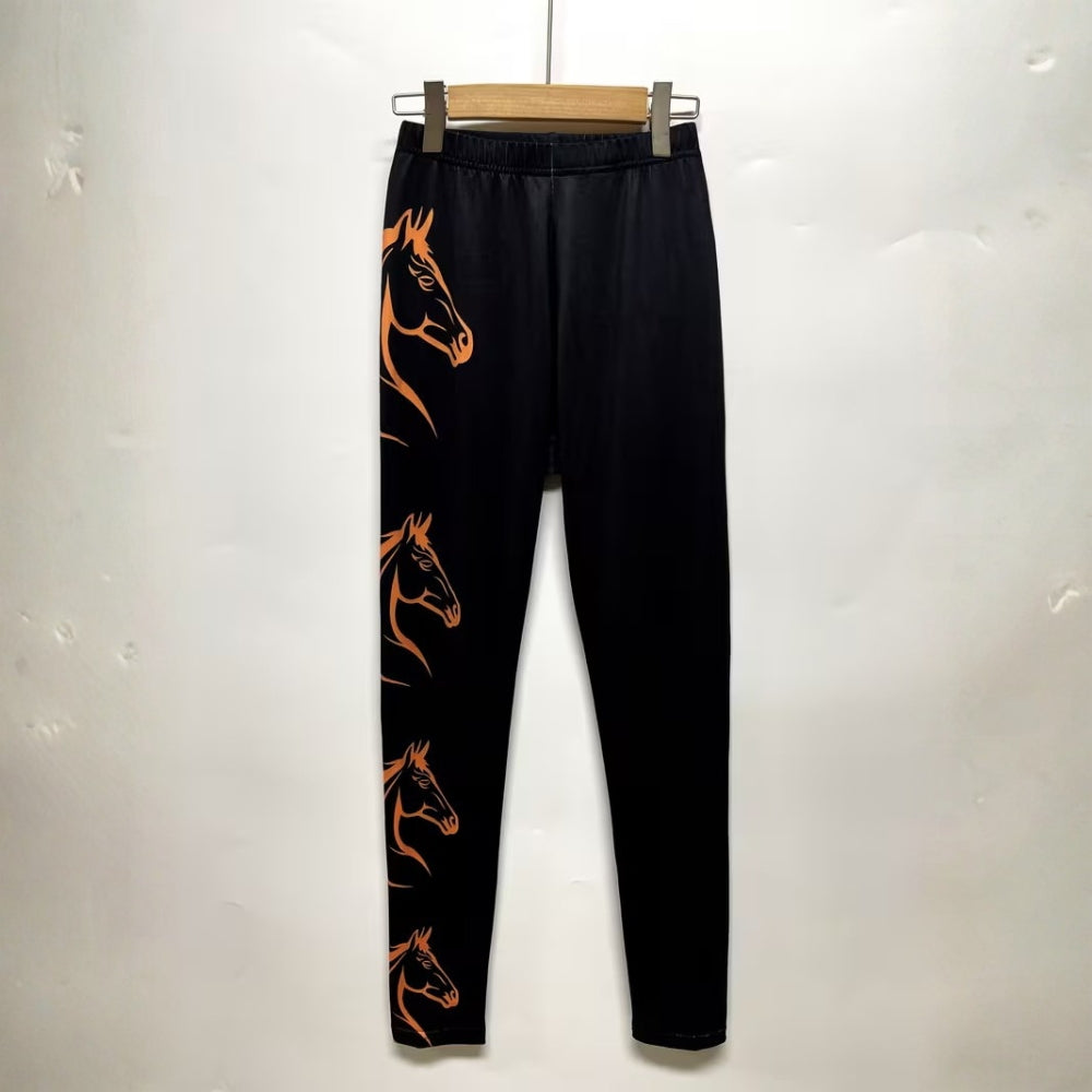 Damen Leggings Pferdeprint Casual Strickstoff | Welara