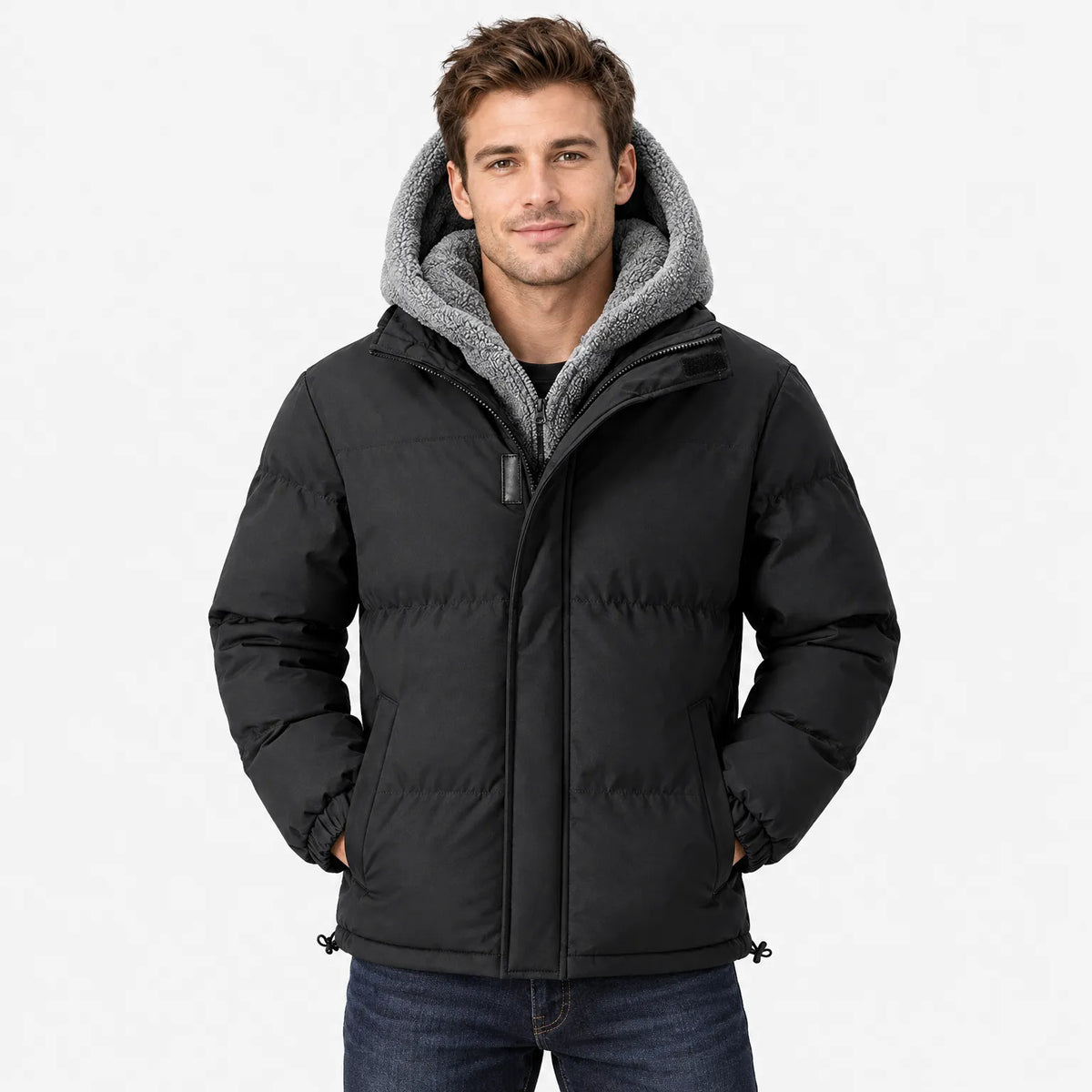 Herren Winterjacke Mit Kapuze Und Taschen