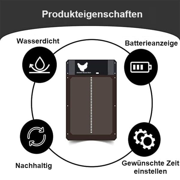 Hühnerklappe automatisch mit Lichtsensor für Hühnerstall | Greta