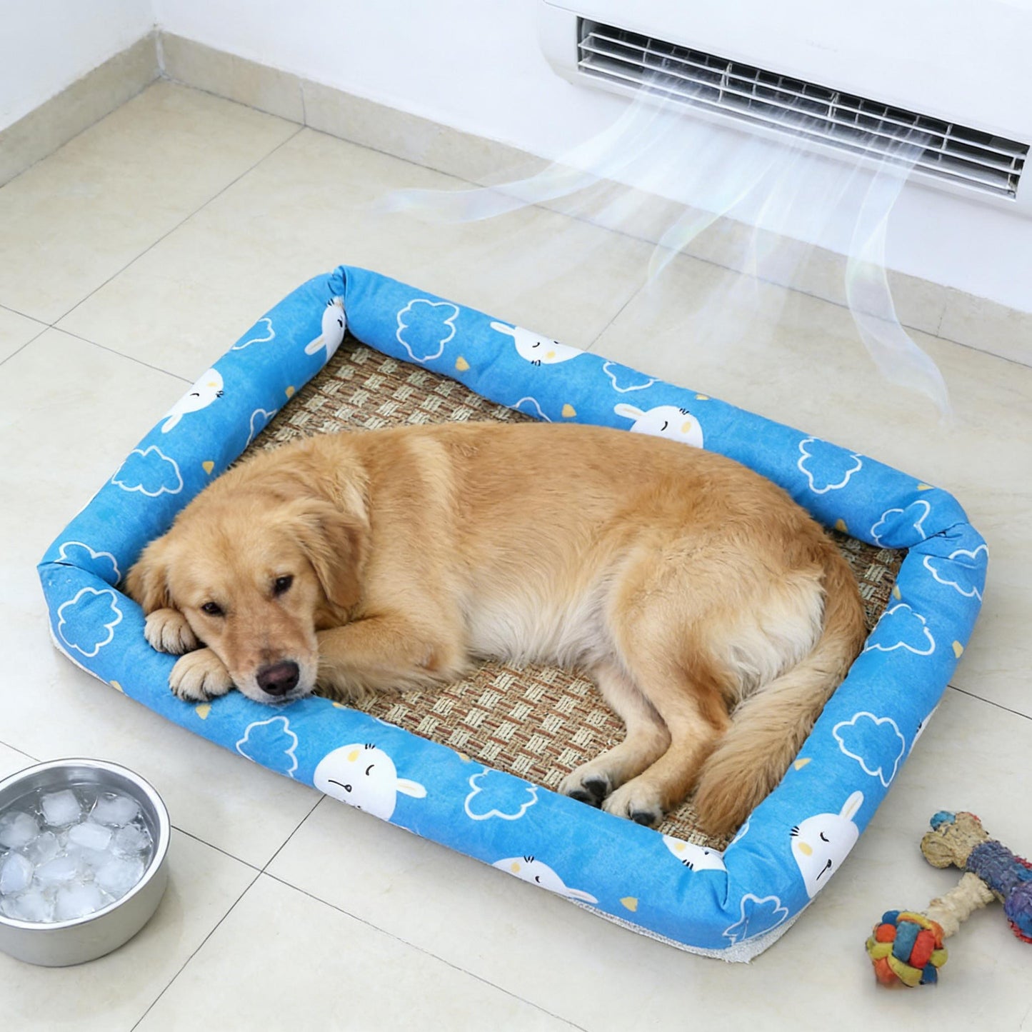 Hundekuehlmatte Leinen atmungsaktiv waschbar fuer Sommer | Prylix