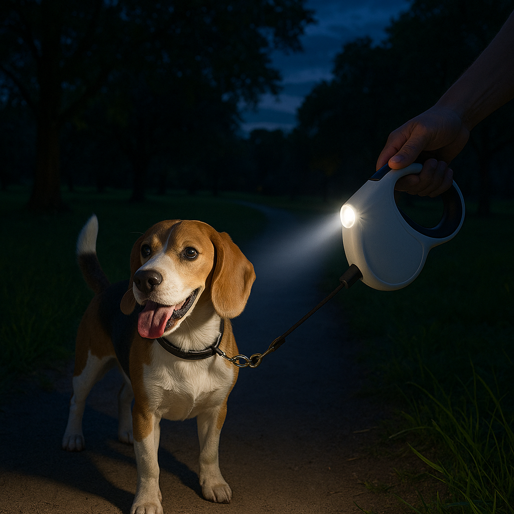Hundeleine 5M mit LED und automatischer Leinensteuerung | Dogmere