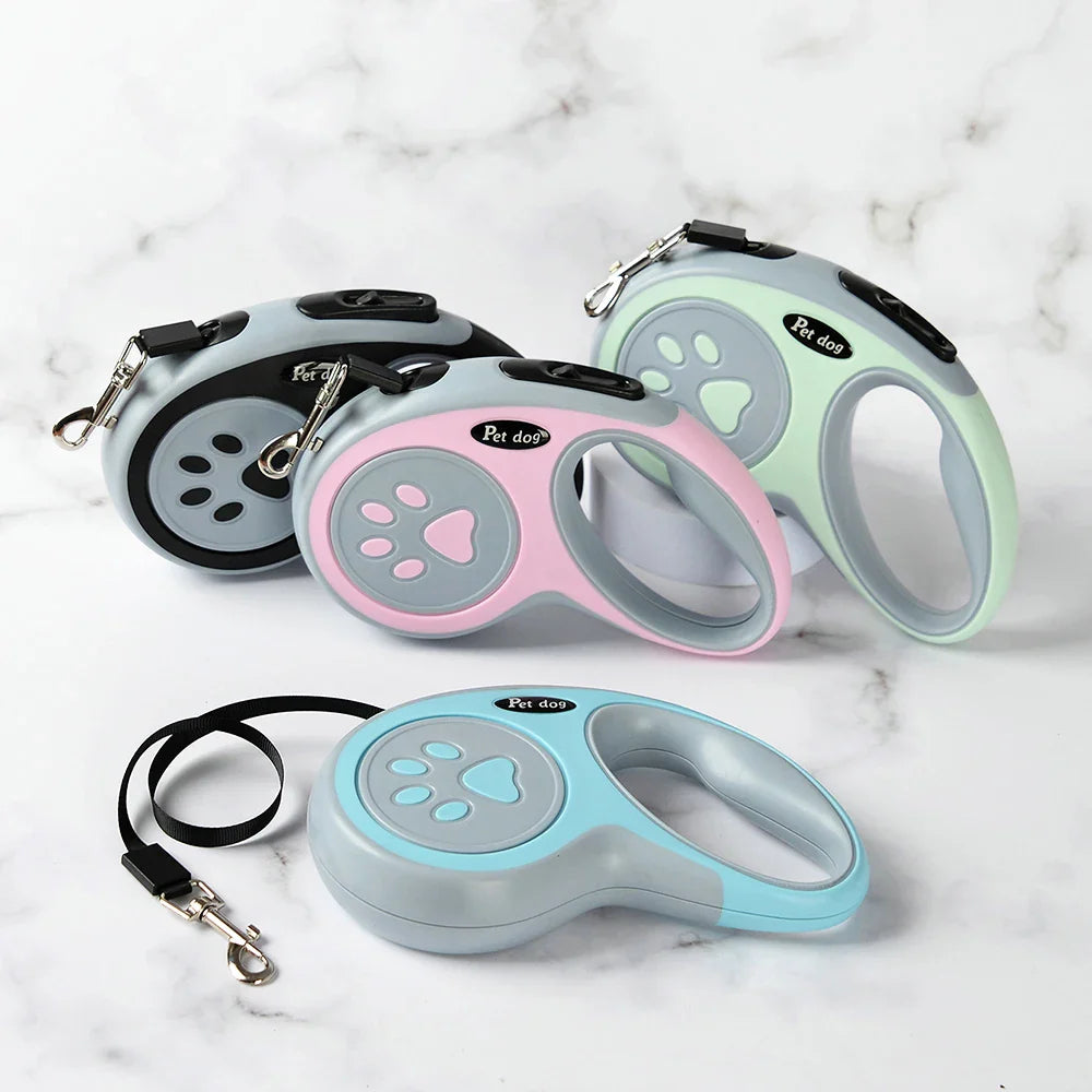 Hundeleine mit automatischer Einzugsfunktion 3 oder 5 Meter Nylon | Pawlon