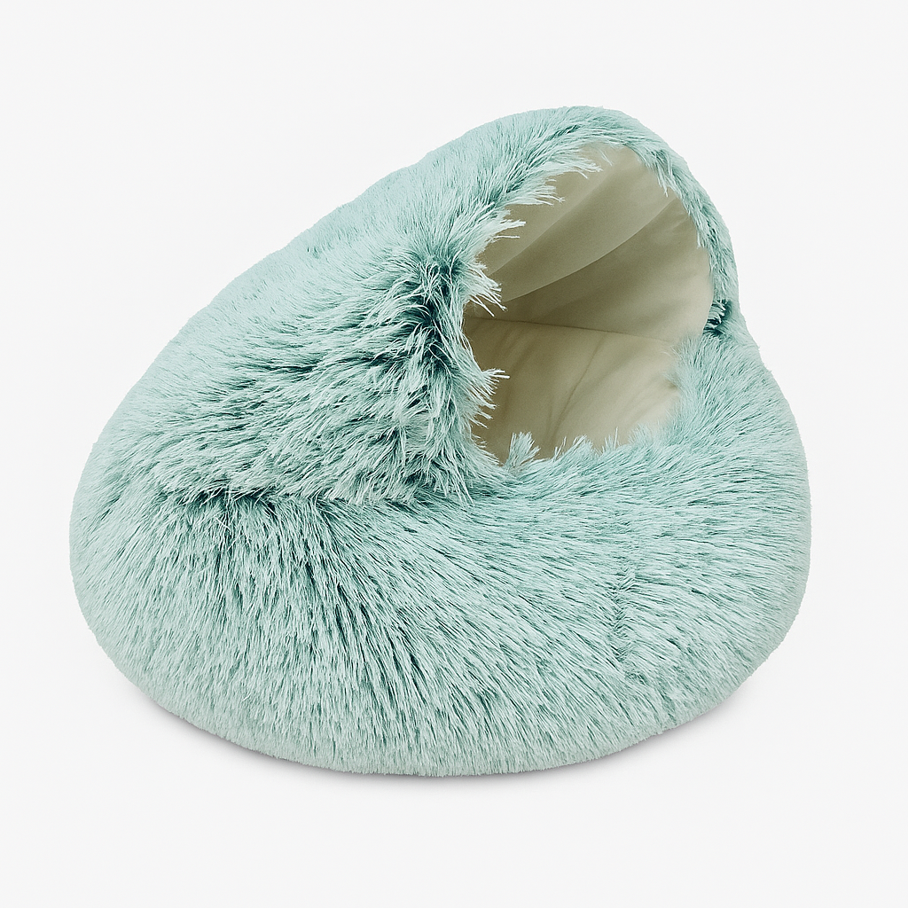 Katzenbett mit Plüsch Liegefläche und geschütztem Versteckplatz Vera