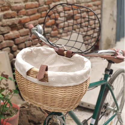 Pearl Rattan-Fahrradkorb mit Deckel Hunde
