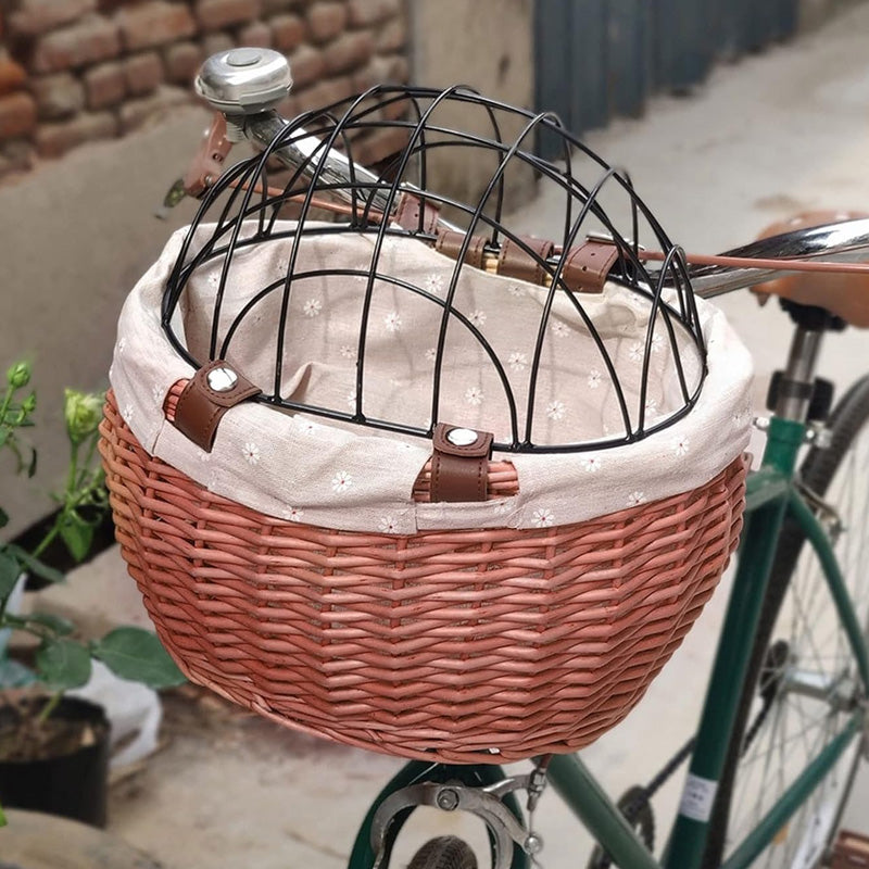 Pearl Rattan-Fahrradkorb mit Deckel Hunde