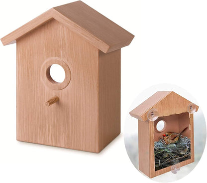 Jonny | Fenster Vogelhaus mit Saugnäpfen für Außenfenster und klare Sicht aufs Vogelnest