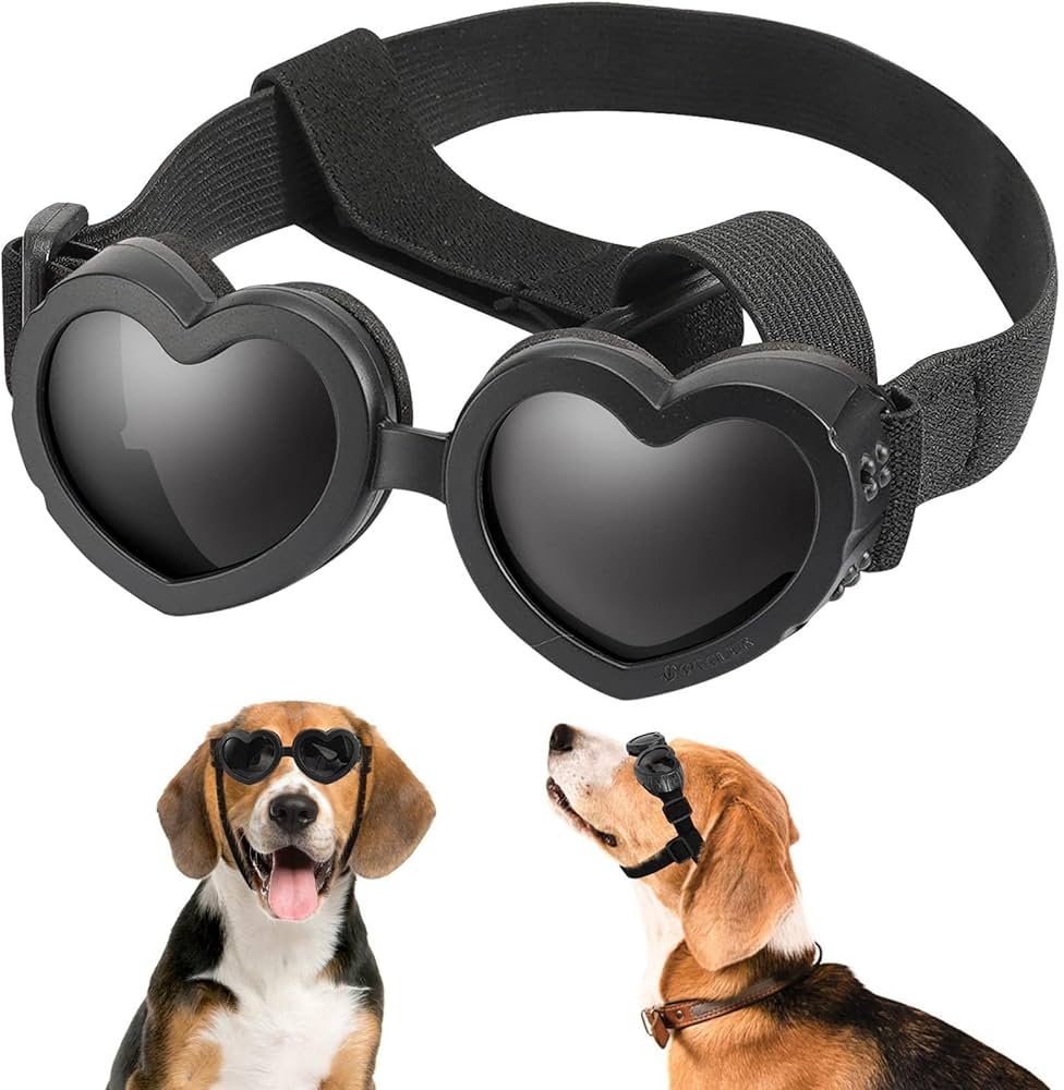 Carrie | Hundebrille in Herzform mit UV-Schutz und verstellbarem Band