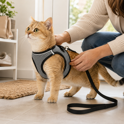 Alfie | Katzengeschirr mit Leine für Spaziergänge - Einstellbare Passform
