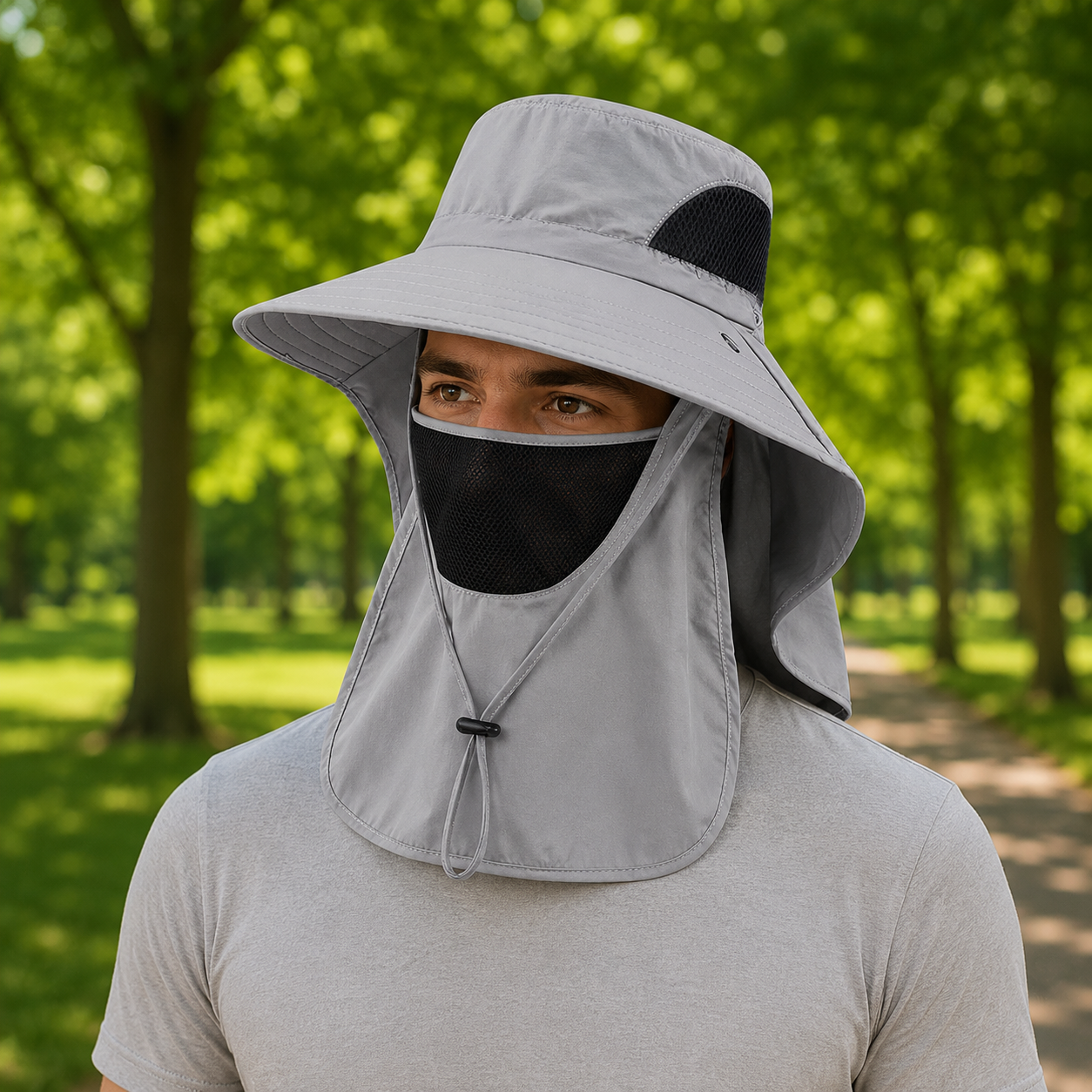 Angelhut aus Polyester mit UPF 50+ UV-bestaendig fuer Outdoor-Aktivitaeten mit Nackenschutz | Sonnara