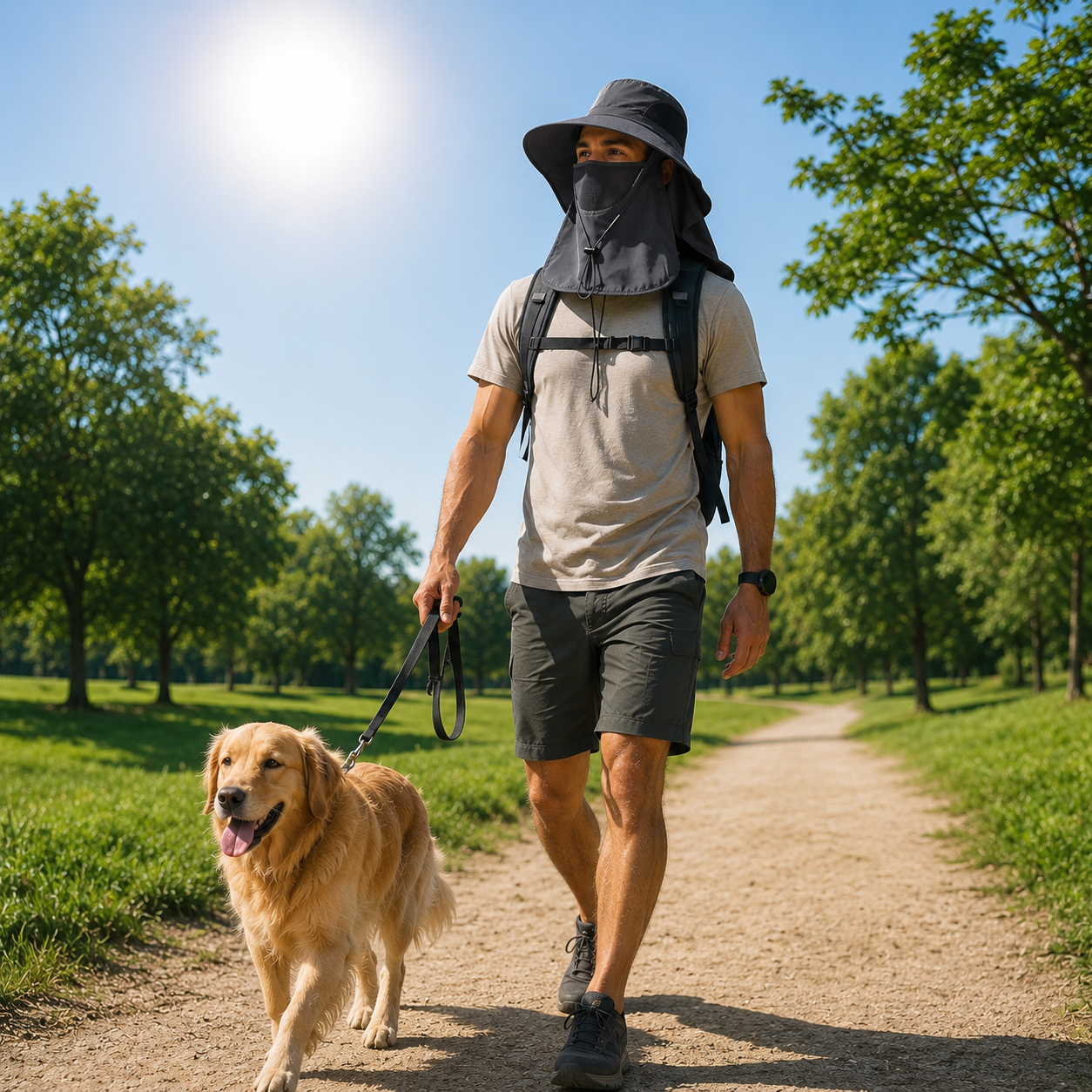 Angelhut aus Polyester mit UPF 50+ UV-bestaendig fuer Outdoor-Aktivitaeten mit Nackenschutz | Sonnara