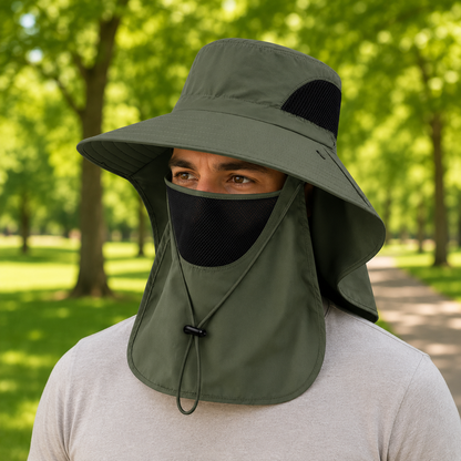 Angelhut aus Polyester mit UPF 50+ UV-bestaendig fuer Outdoor-Aktivitaeten mit Nackenschutz | Sonnara
