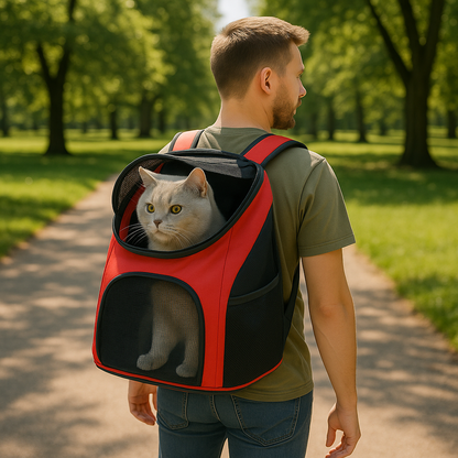 Atmungsaktiver Katzenrucksack für Reisen und Ausflüge | VarioPack
