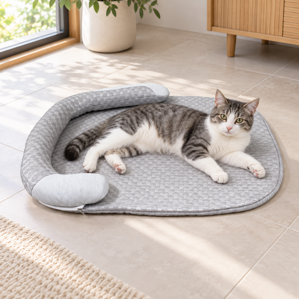 Atmungsaktives Ovales Katzenbett Mit Rand | PurrChill
