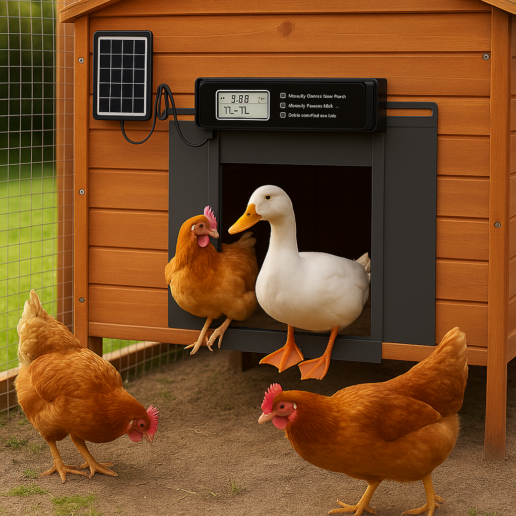 Automatische Hühnerklappe mit Solarpanel und Fernbedienung | HenSlide