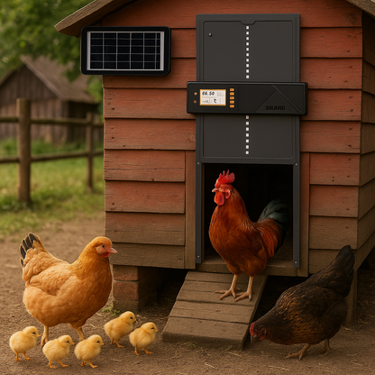 Automatische Hühnerklappe mit Solarpanel und Zeitsensor | CoopRay