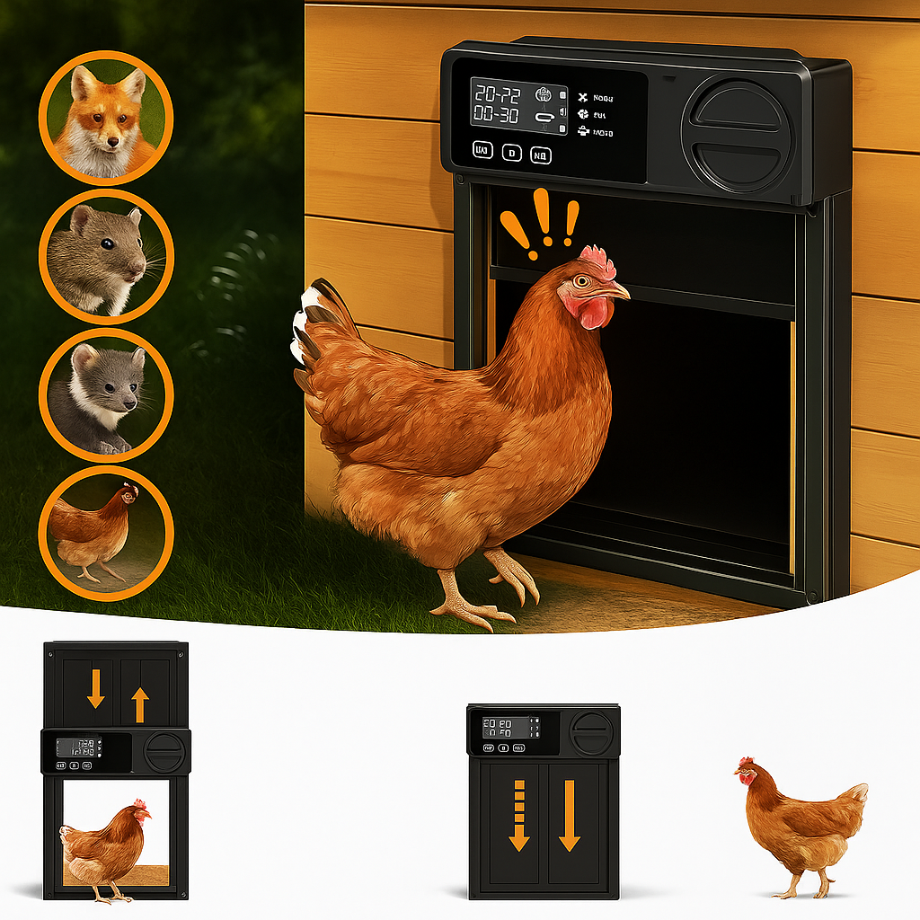 Automatische Hühnerklappe ohne Strom oder Verkabelung | CoopGuard