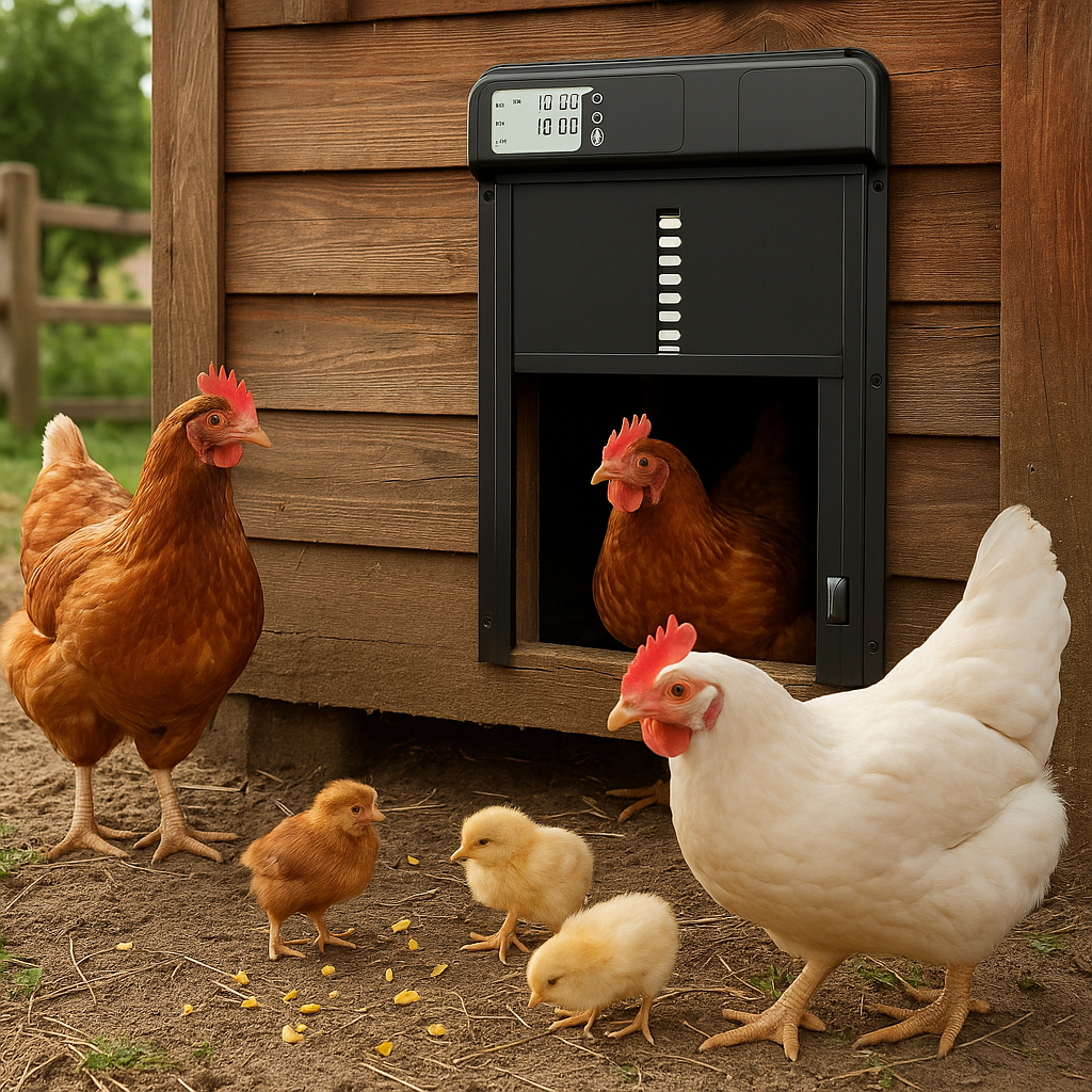 Automatische Hühnerstalltür mit Zeitsteuerung für Auslaufställe | Voltaro