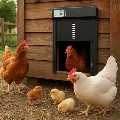 Automatische Hühnerstalltür mit Zeitsteuerung für Auslaufställe | Voltaro
