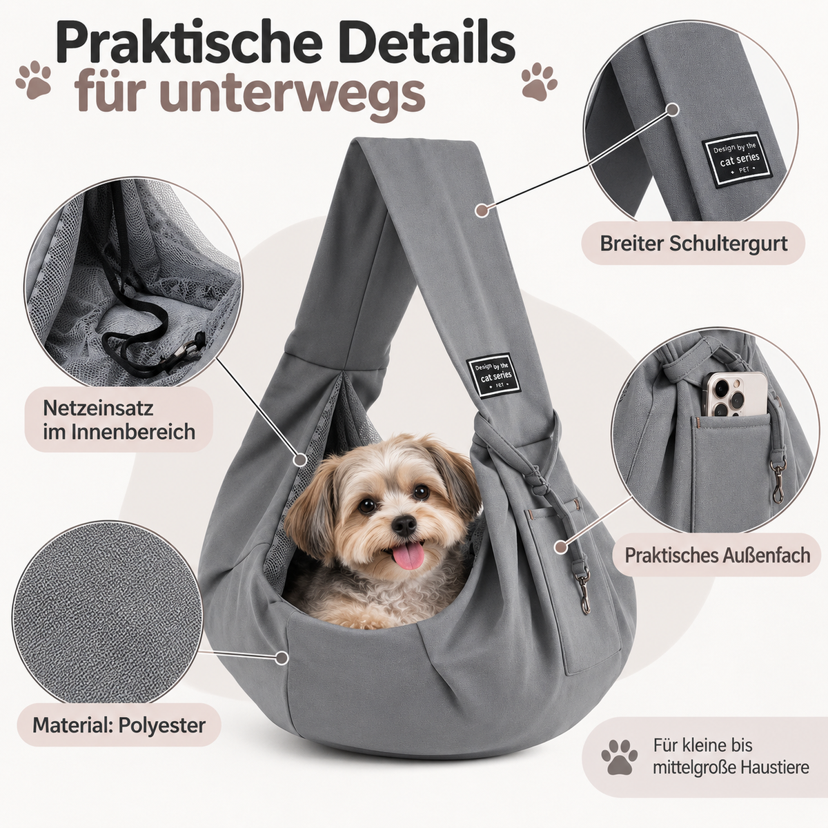 Betty | Haustiertasche mit praktischen Aufbewahrungsfächern