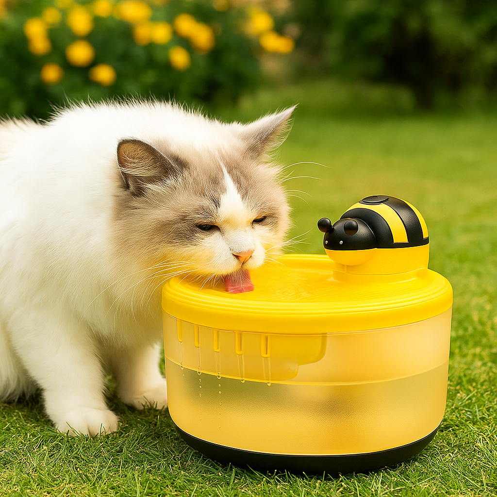 Mara | Haustier-Trinkbrunnen für Hunde und Katzen – Frisches Wasser im Bienen-Design