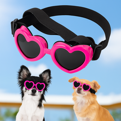 Carrie | Hundebrille in Herzform mit UV-Schutz und verstellbarem Band