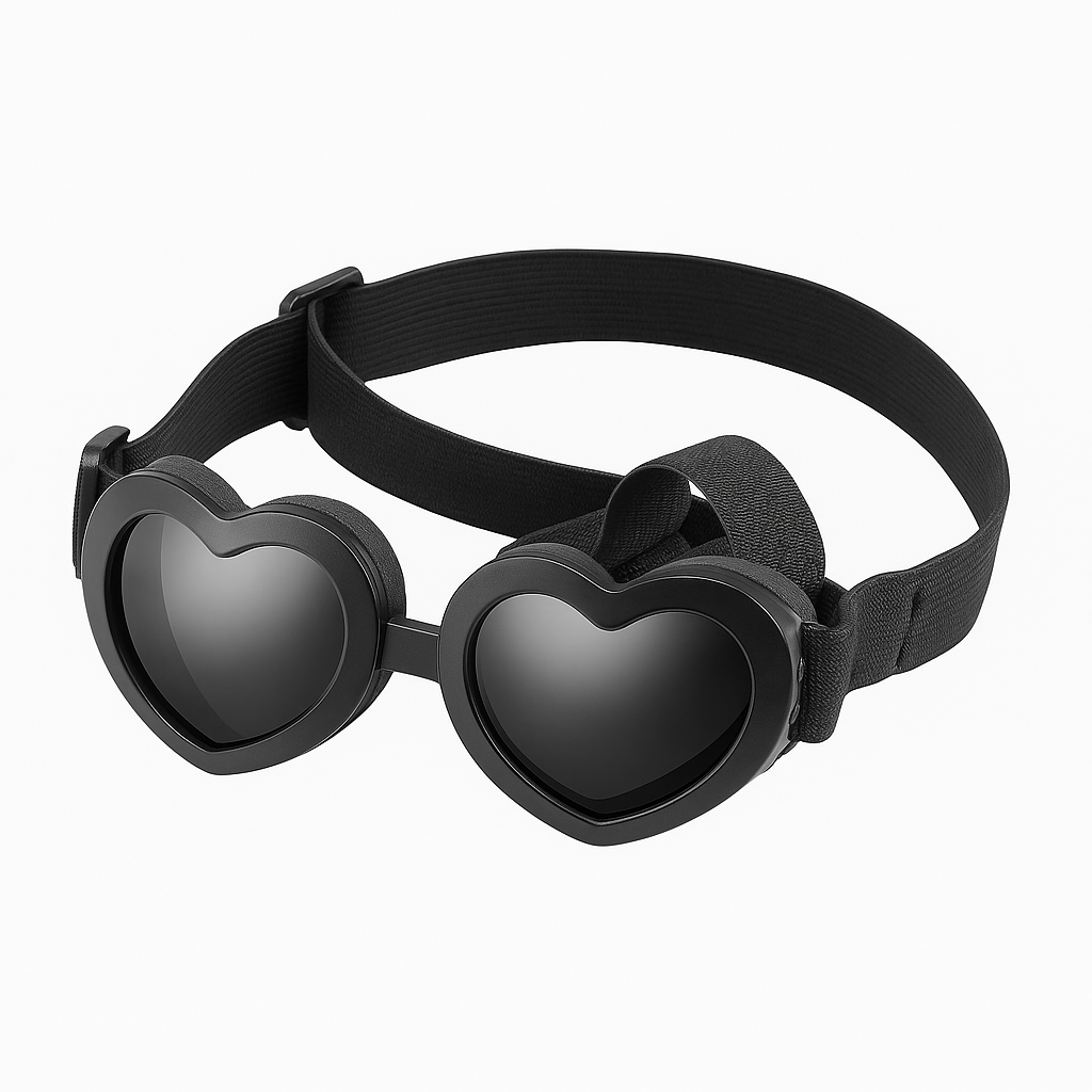 Carrie | Hundebrille in Herzform mit UV-Schutz und verstellbarem Band