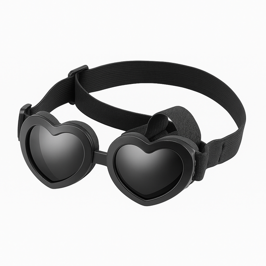 Carrie | Hundebrille in Herzform mit UV-Schutz und verstellbarem Band