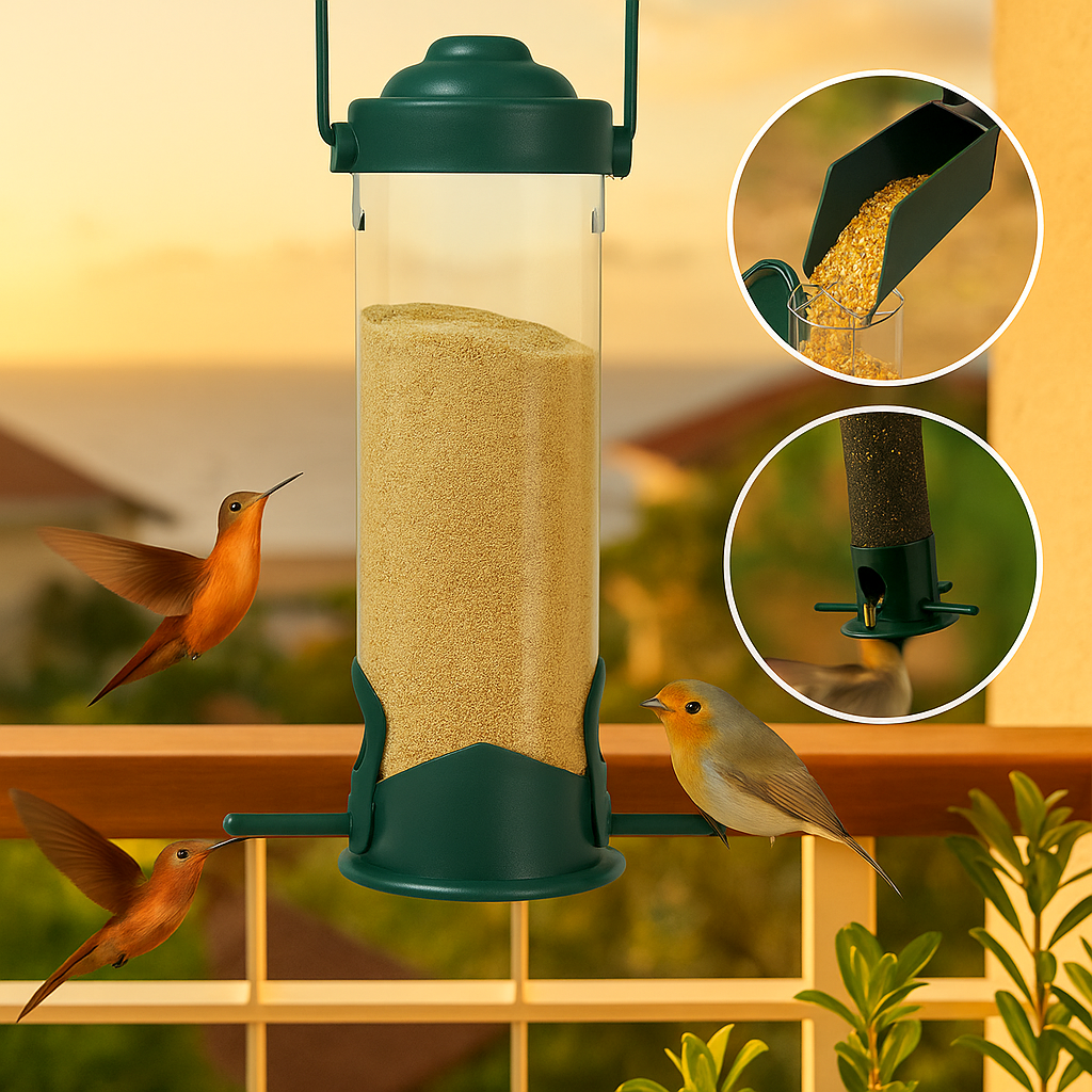 Garry | Vogelfutterspender für Garten – Eichhörnchensicher & sauber