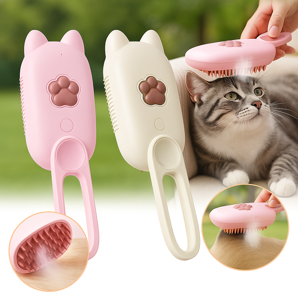 Ruru | Elektrische Stylingbürste mit Katzenohren-Design für sanfte Fellpflege