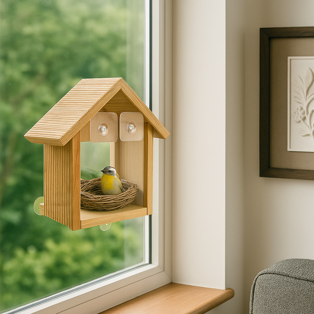 Jonny | Fenster Vogelhaus mit Saugnäpfen für Außenfenster und klare Sicht aufs Vogelnest