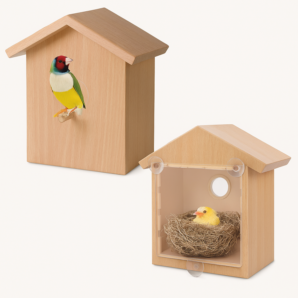 Jonny | Fenster Vogelhaus mit Saugnäpfen für Außenfenster und klare Sicht aufs Vogelnest
