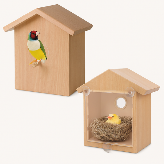 Jonny | Fenster Vogelhaus mit Saugnäpfen für Außenfenster und klare Sicht aufs Vogelnest