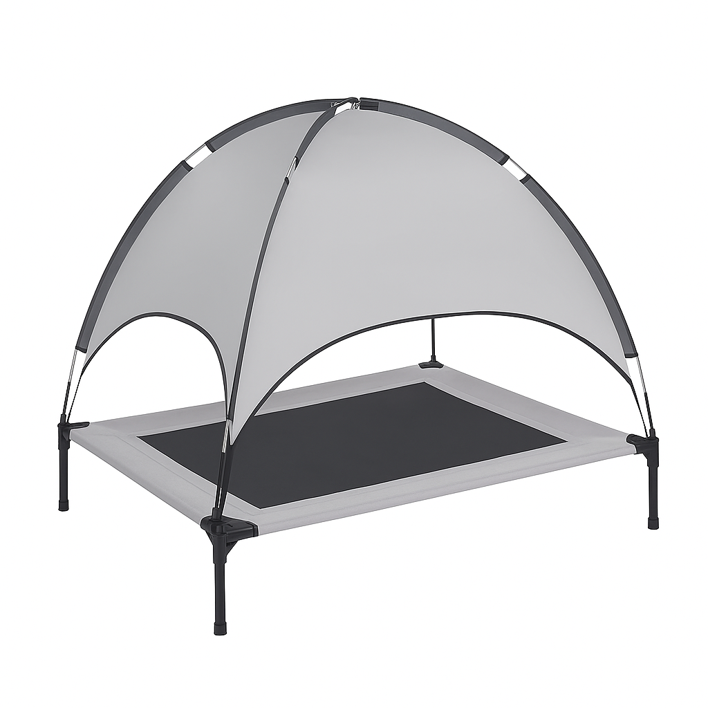 Darcy | Hundeliege mit Gestell und Sonnendach Tragbares Outdoor Hundebett