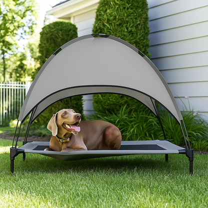 Darcy | Hundeliege mit Gestell und Sonnendach Tragbares Outdoor Hundebett