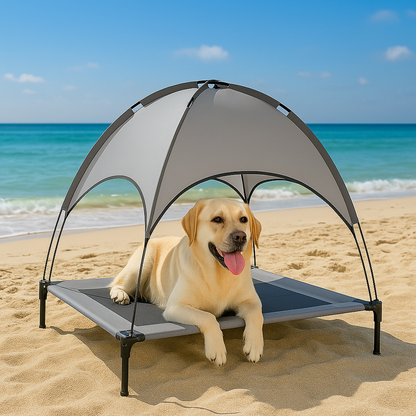 Darcy | Hundeliege mit Gestell und Sonnendach Tragbares Outdoor Hundebett