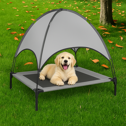 Darcy | Hundeliege mit Gestell und Sonnendach Tragbares Outdoor Hundebett