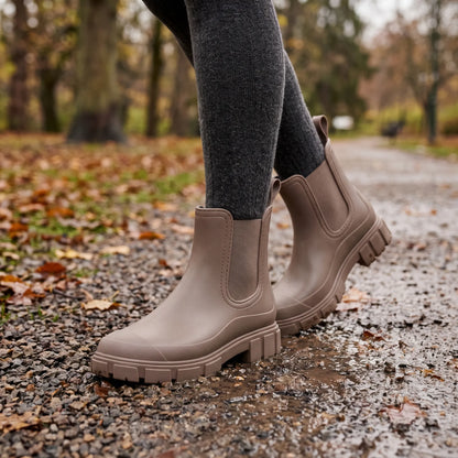 Chelsea-Regenstiefel Mit Grober Profilsohle