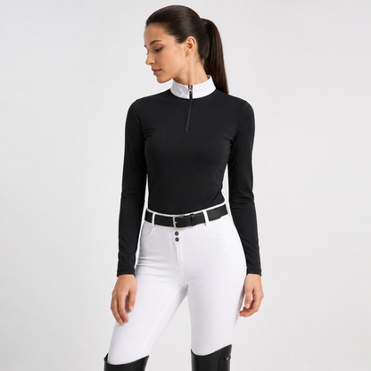 Damen Reitshirt Nylon Stretch Langarm Turnierstil | Pelvion