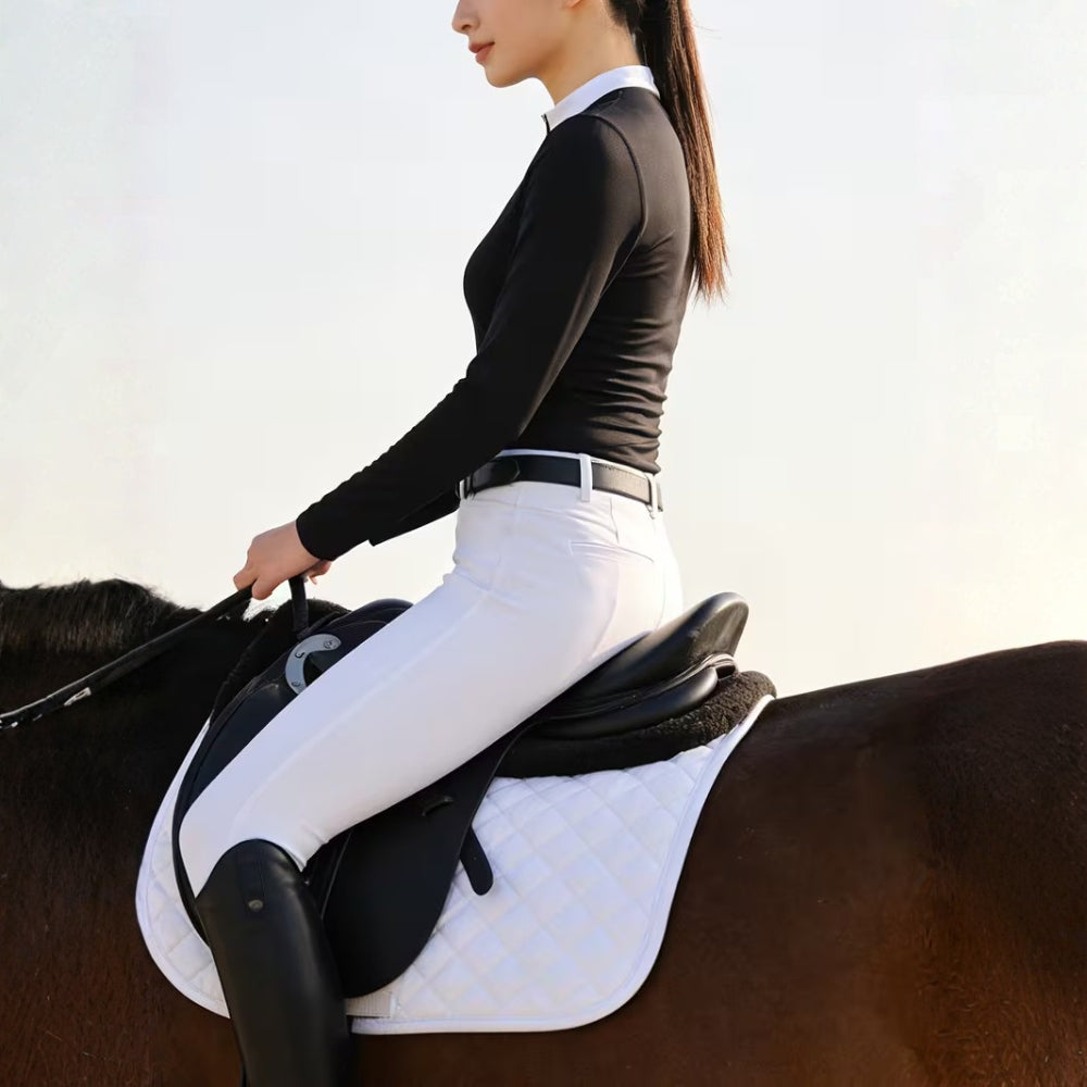 Damen Reitshirt Nylon Stretch Langarm Turnierstil | Pelvion