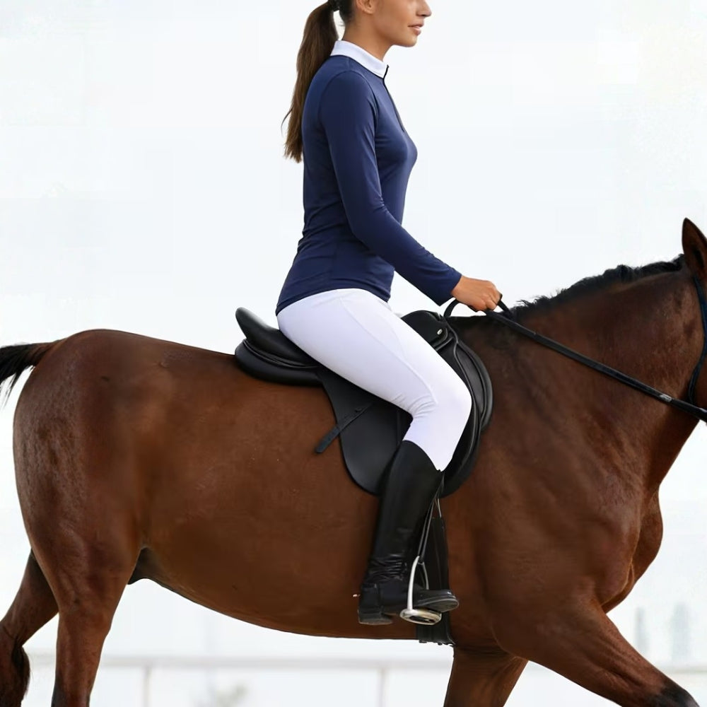 Damen Reitshirt Nylon Stretch Langarm Turnierstil | Pelvion