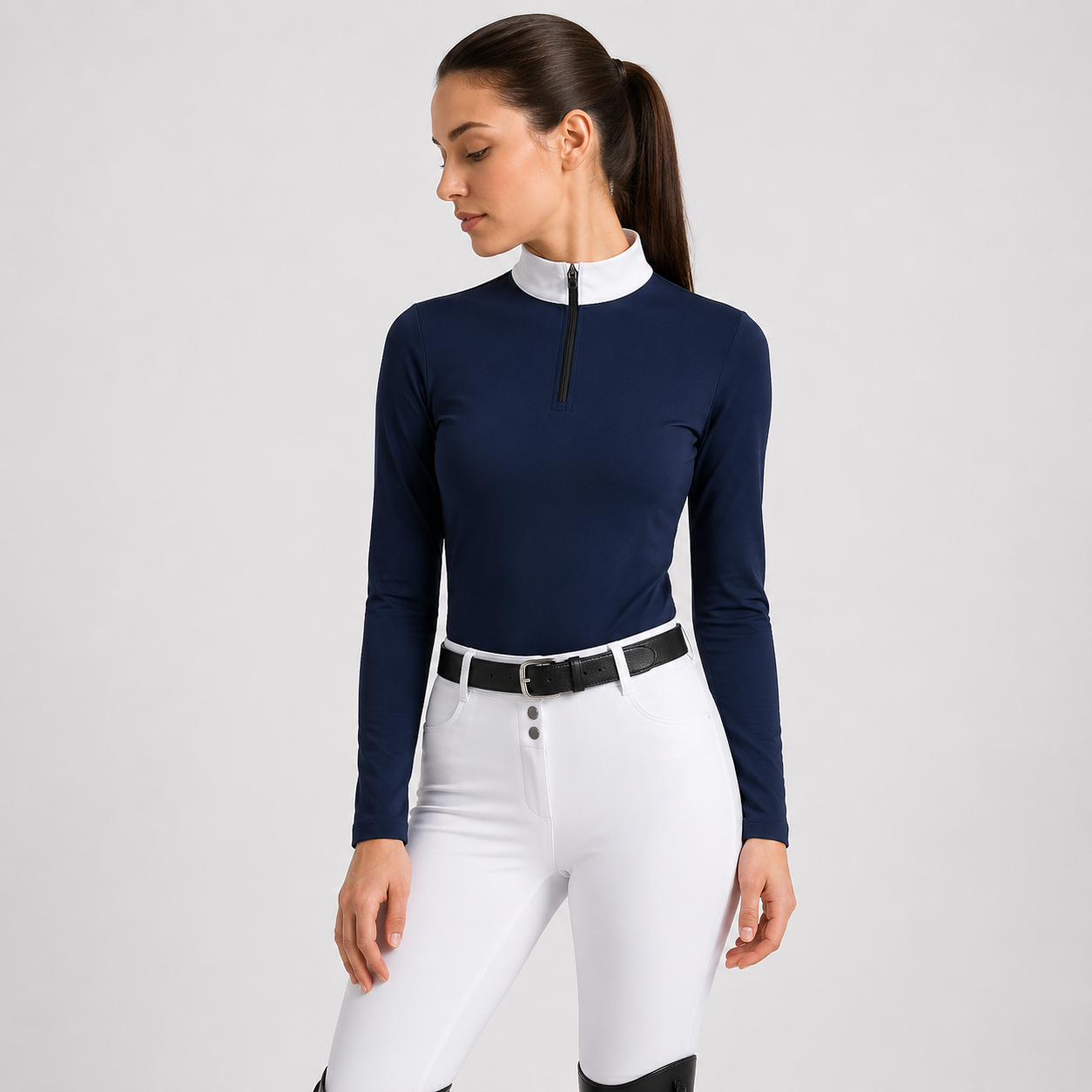Damen Reitshirt Nylon Stretch Langarm Turnierstil | Pelvion
