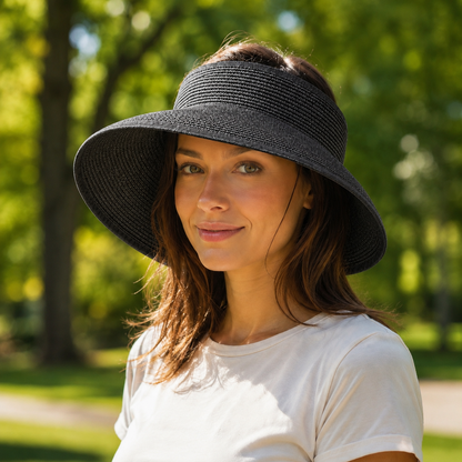 Damen Sommerhut UPF 50+ UV Stroh fuer Hundespaziergaenge | Perdon